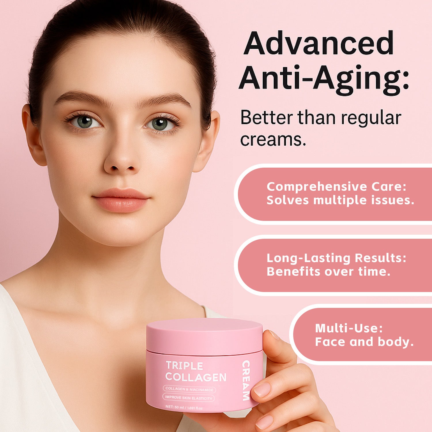 Triple Collagen Egg White Icing Cream 50ml – Firming & Nourishing Skincare - Glowy Skin