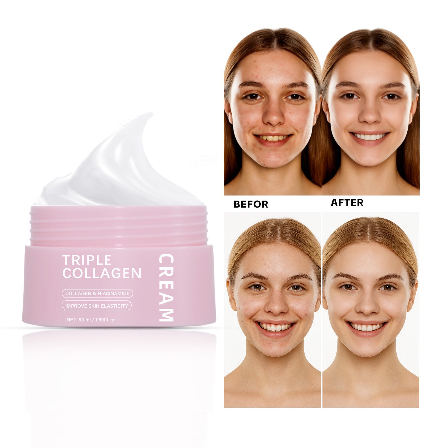 Triple Collagen Egg White Icing Cream 50ml – Firming & Nourishing Skincare - Glowy Skin