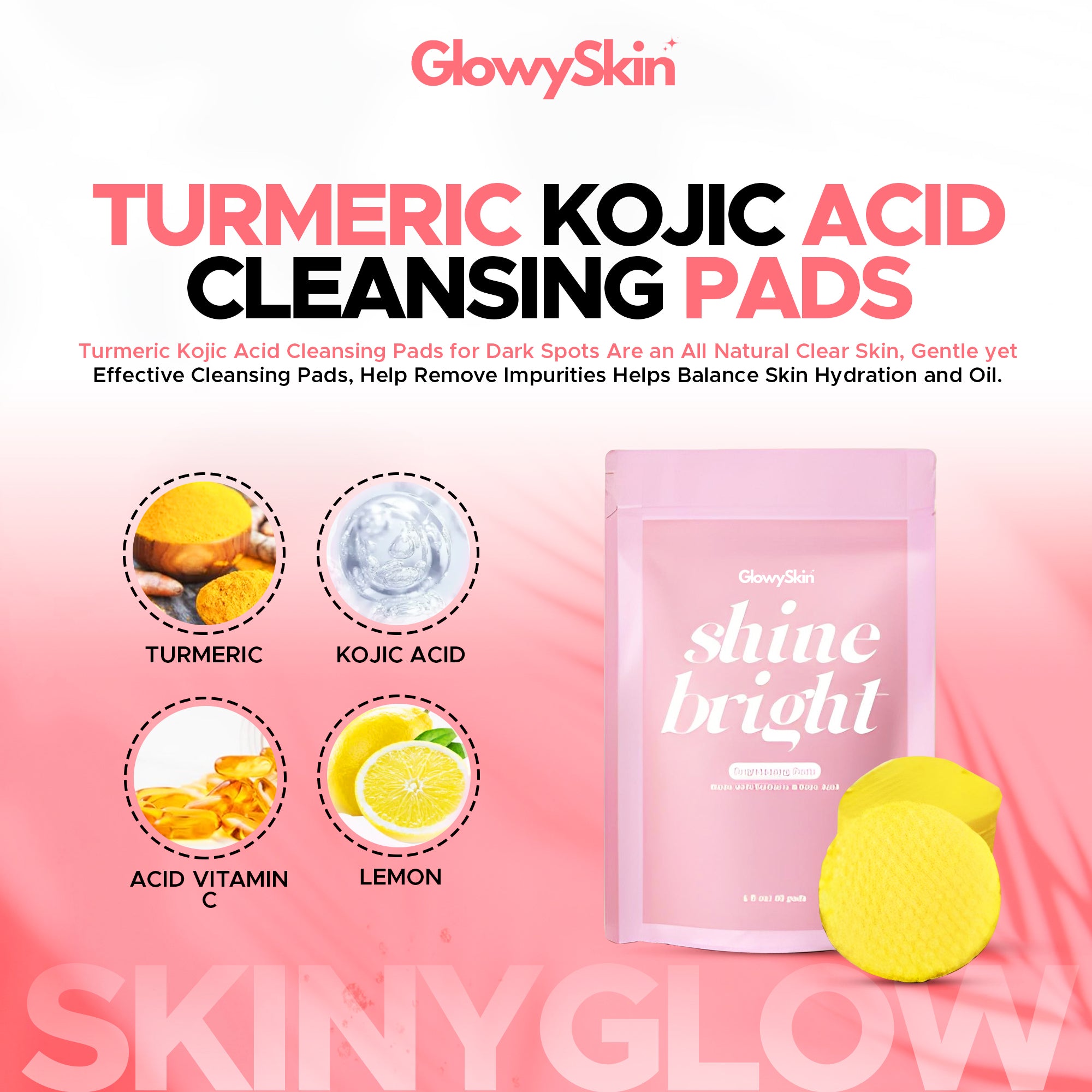 GlowySkinBalance™ Kojic Acid Pads – Brighten, Exfoliate & Fade Dark Spots Bags 40 Pieces