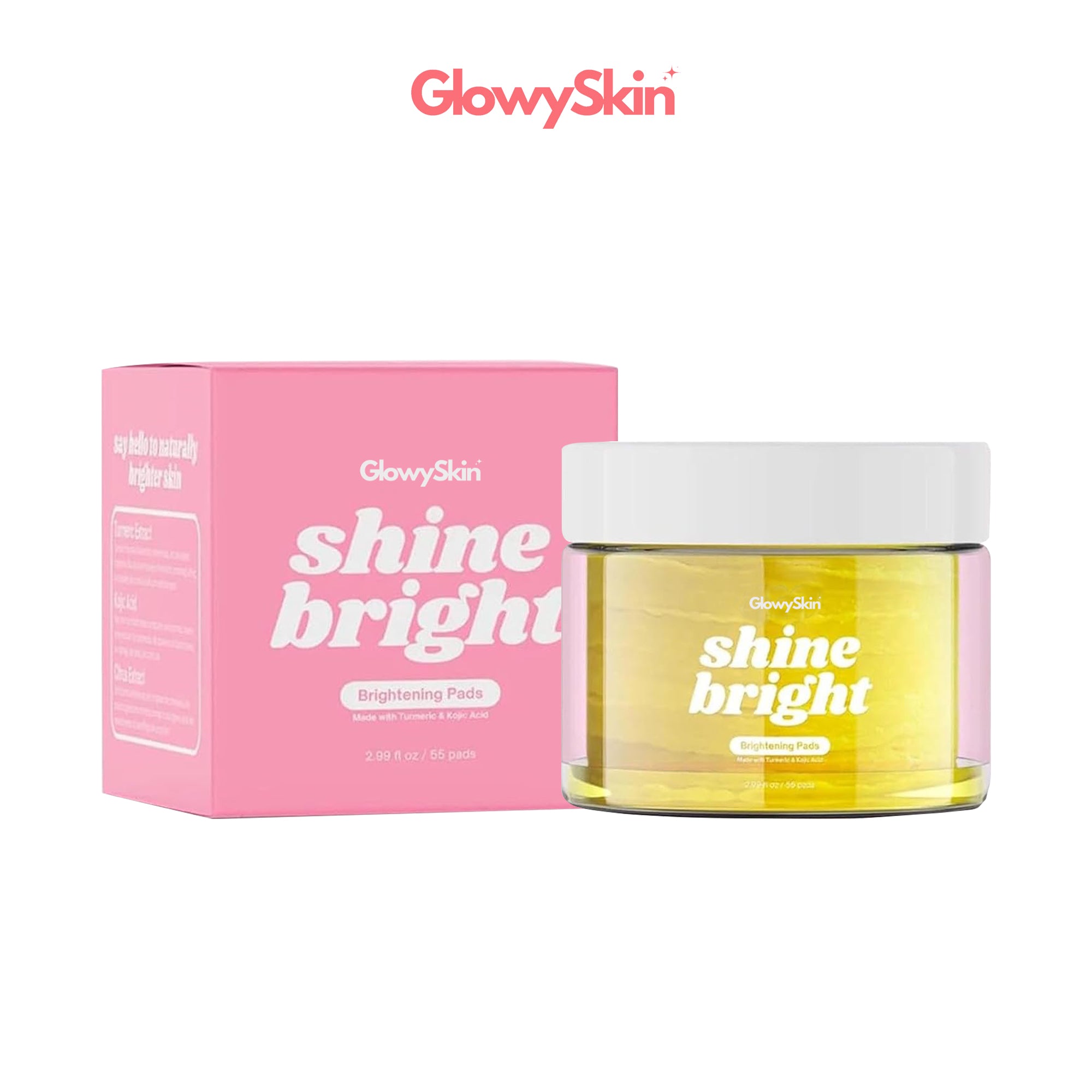 GlowySkinBalance™ Kojic Acid and Turmeric Cleansing Pads Bottle – Gentle Exfoliation for an Even Tone