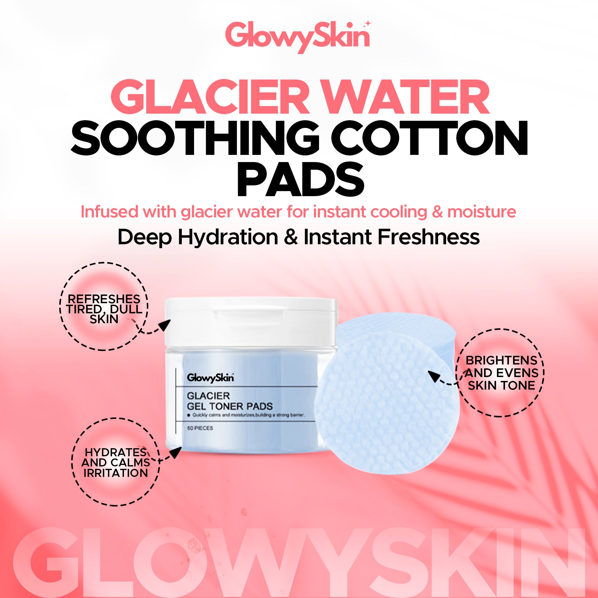Glacier Water Soothing Cotton Pads – 60 Pieces | Deep Hydration & Instant Freshness