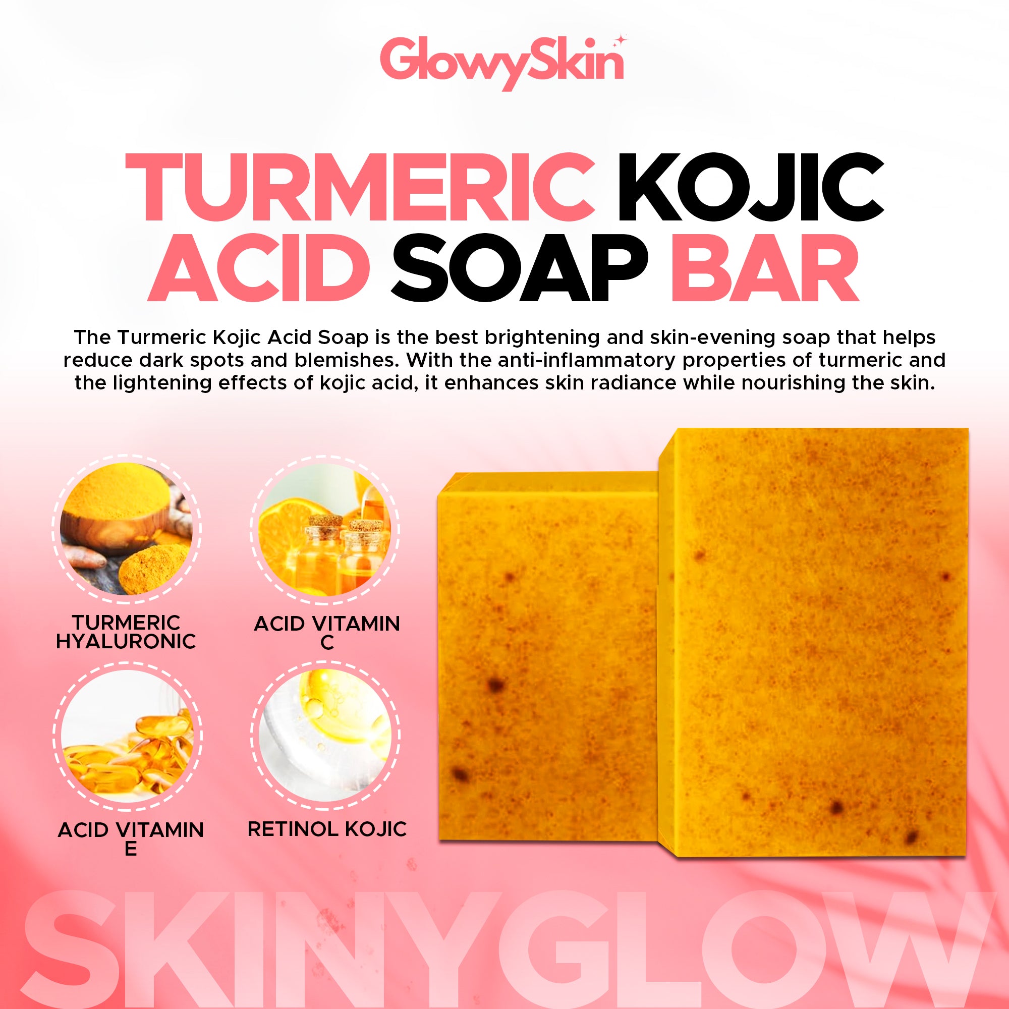 GlowyShield™ Turmeric Kojic Acid Soap – Deep Cleansing and Brightening